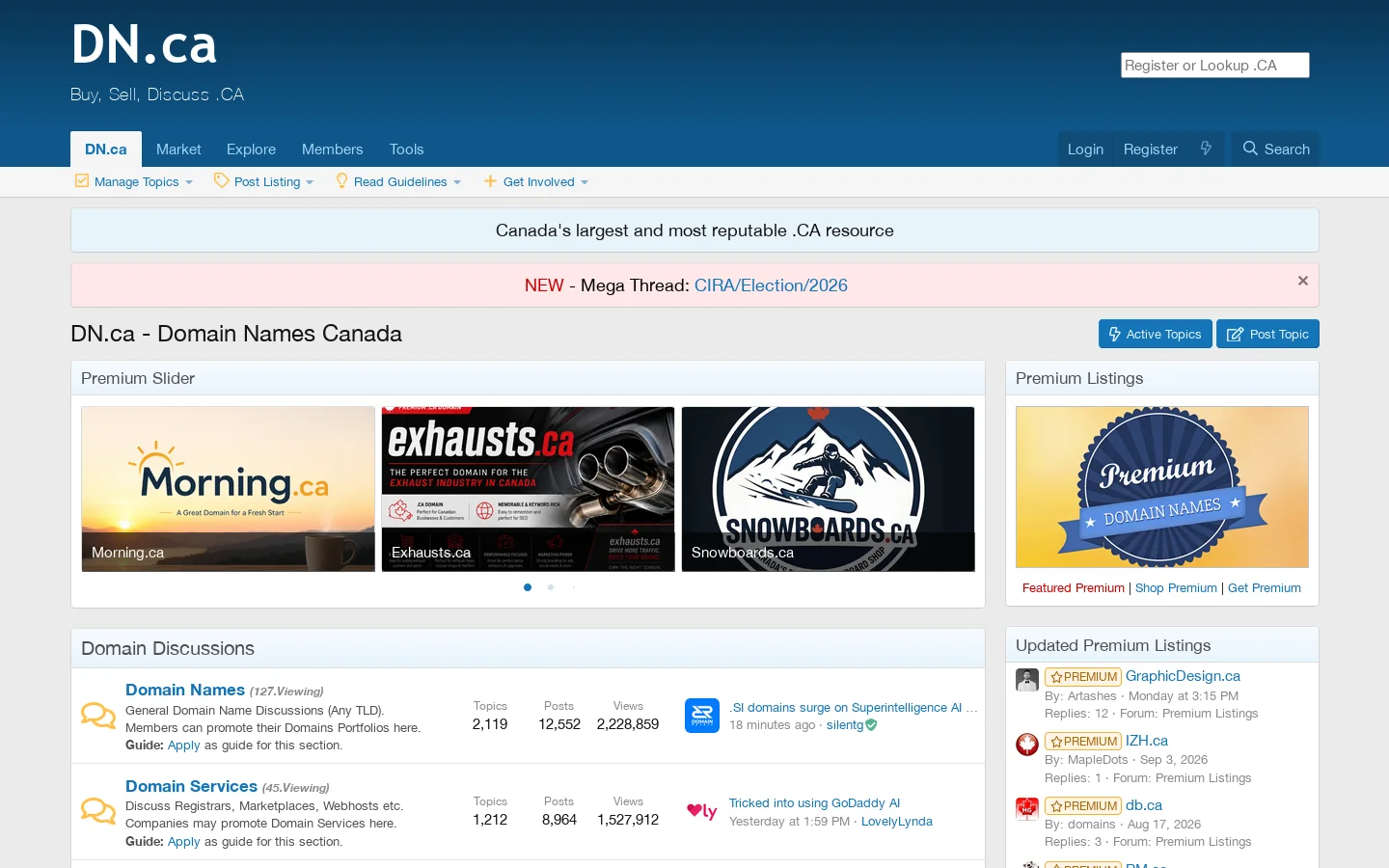 DNFS Homepage screenshot