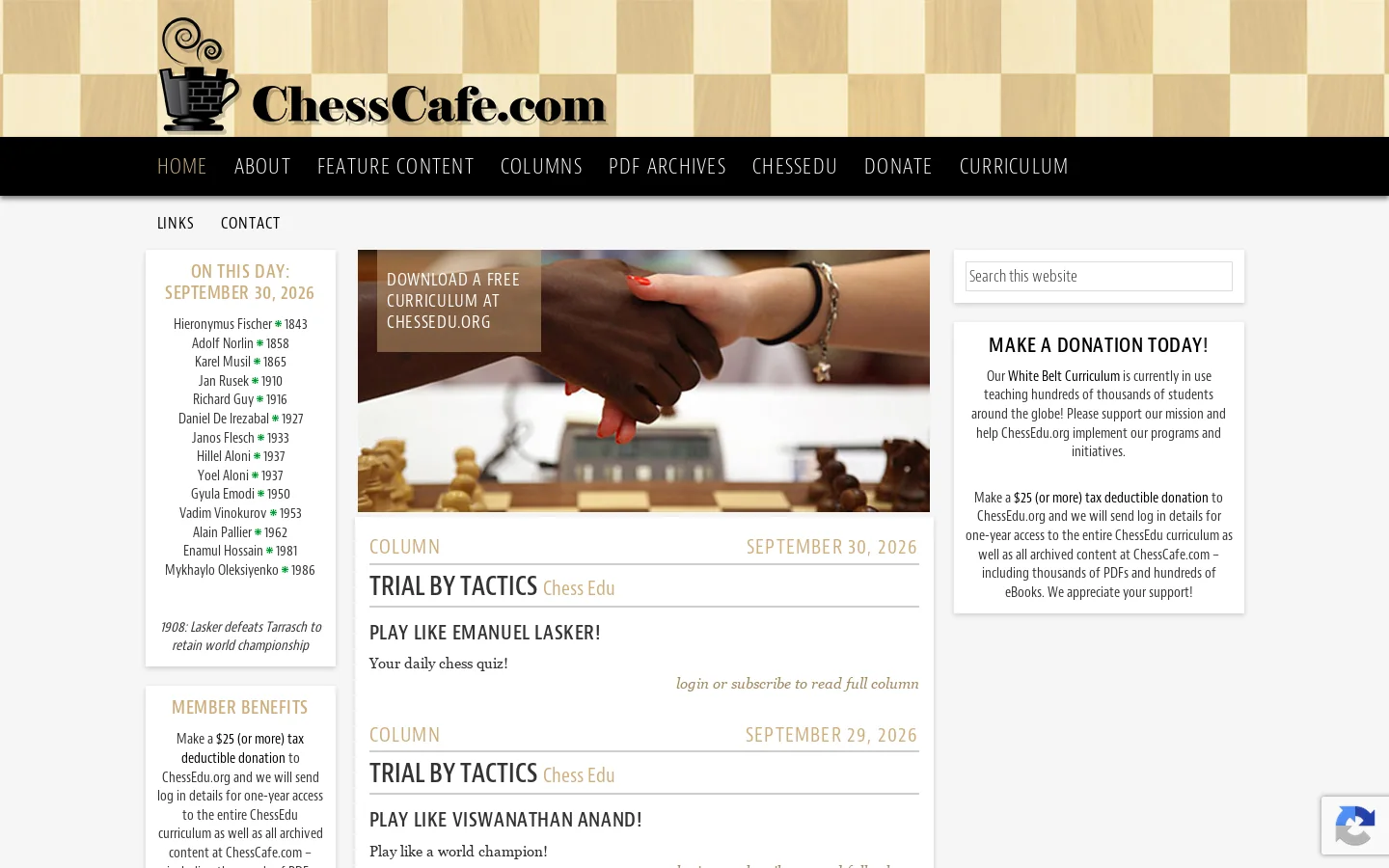 ChessCafe.com Homepage screenshot