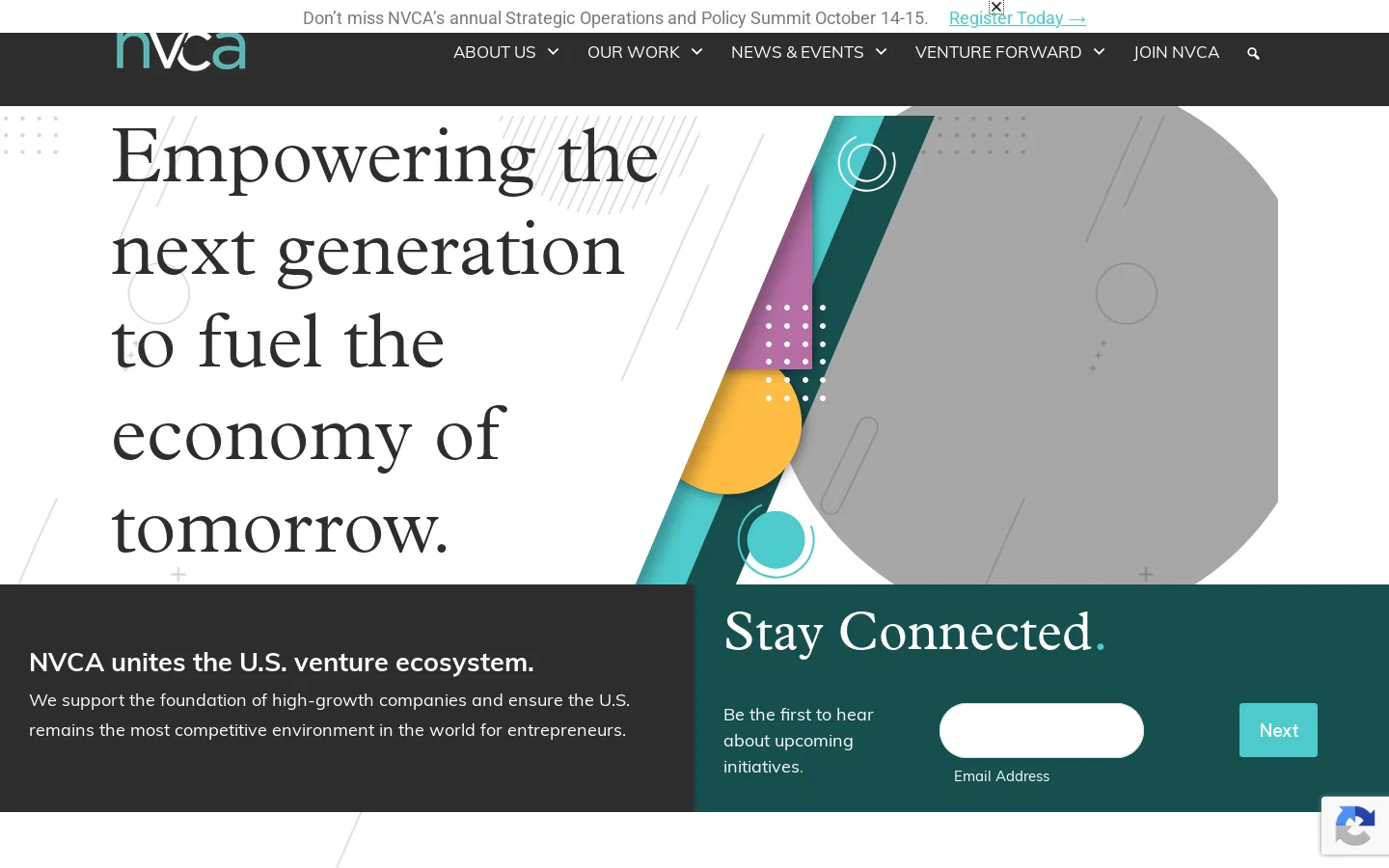 NVCA Homepage screenshot