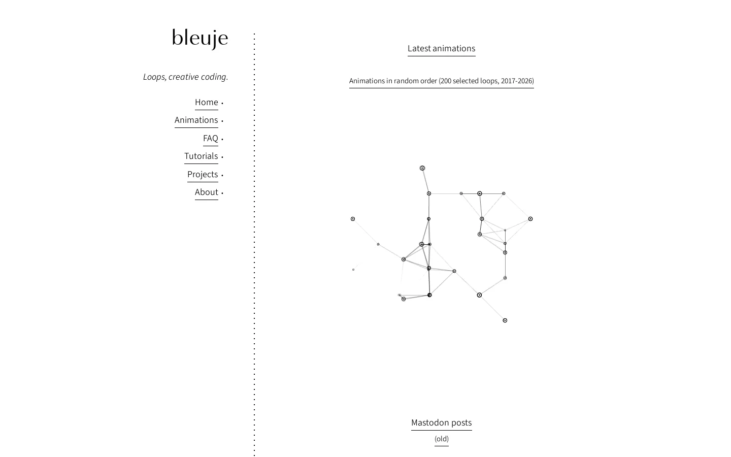 bleuje Homepage screenshot