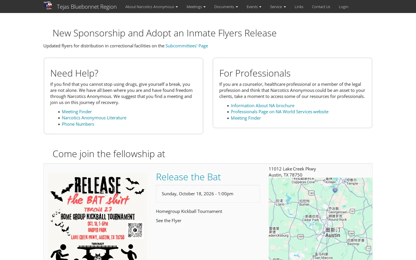 Tejas Bluebonnet Region Homepage screenshot