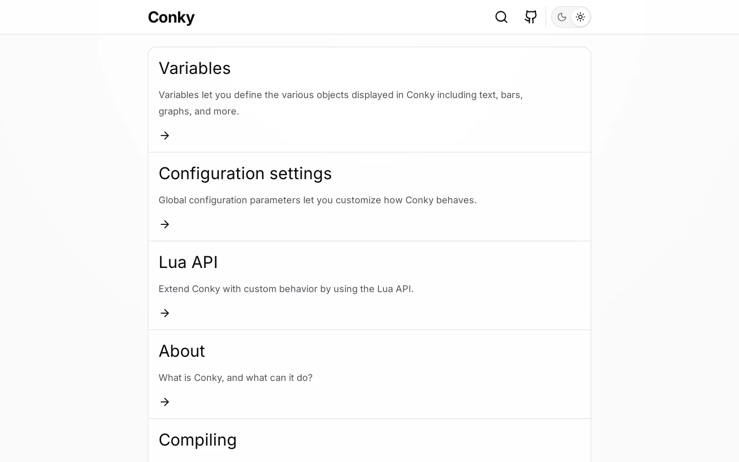 Conky Homepage screenshot