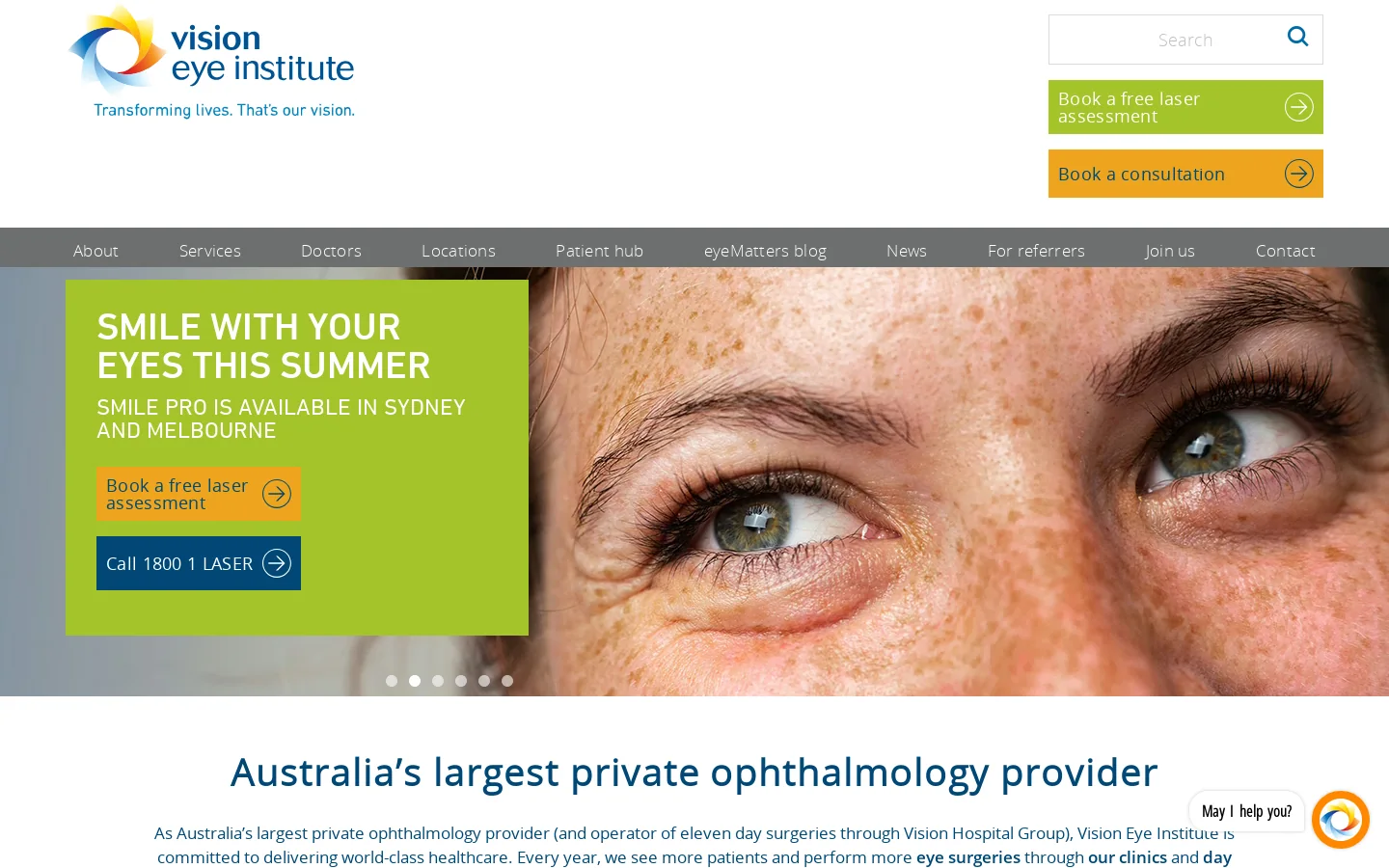 Vision Eye Institute Homepage screenshot