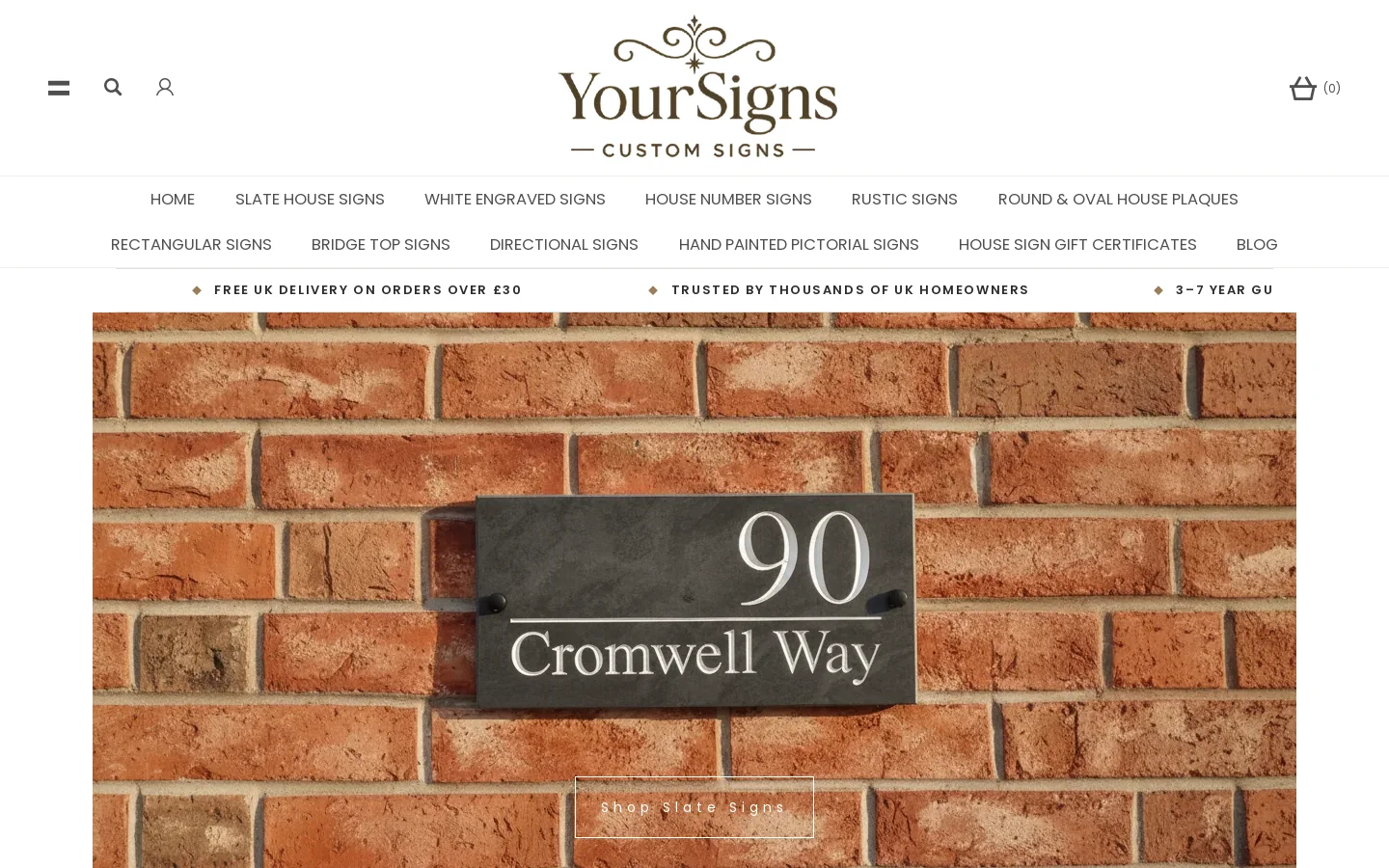 HOUSE SIGNS - Personalized Numbers & Names by Yoursigns Homepage screenshot
