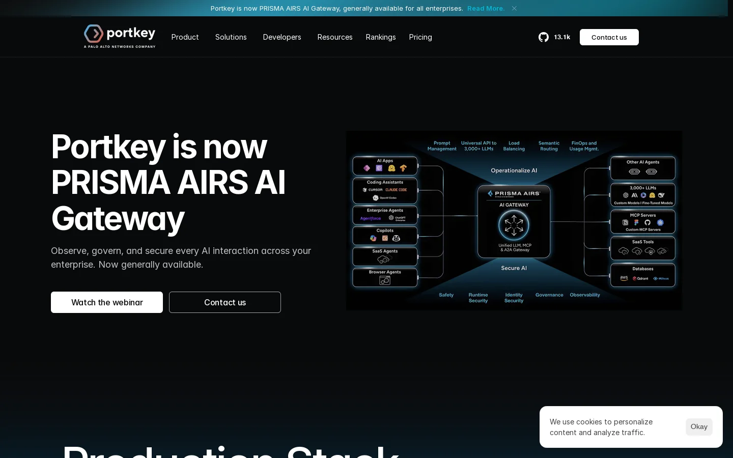 Portkey Homepage screenshot