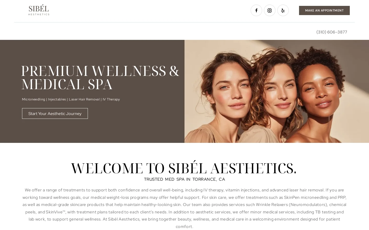 Premium Medical Spa in Torrance, CA | Sibél Aesthetics Homepage screenshot