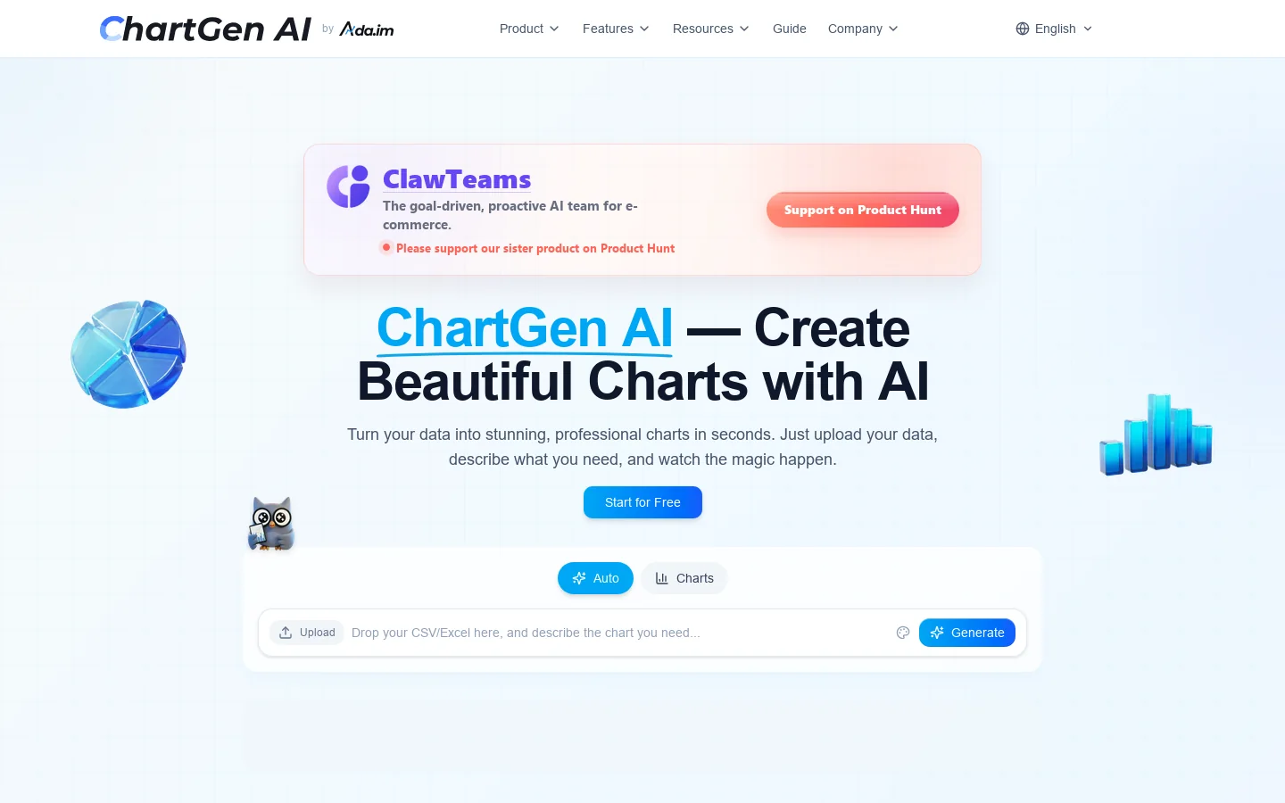 ChartGen AI Homepage screenshot
