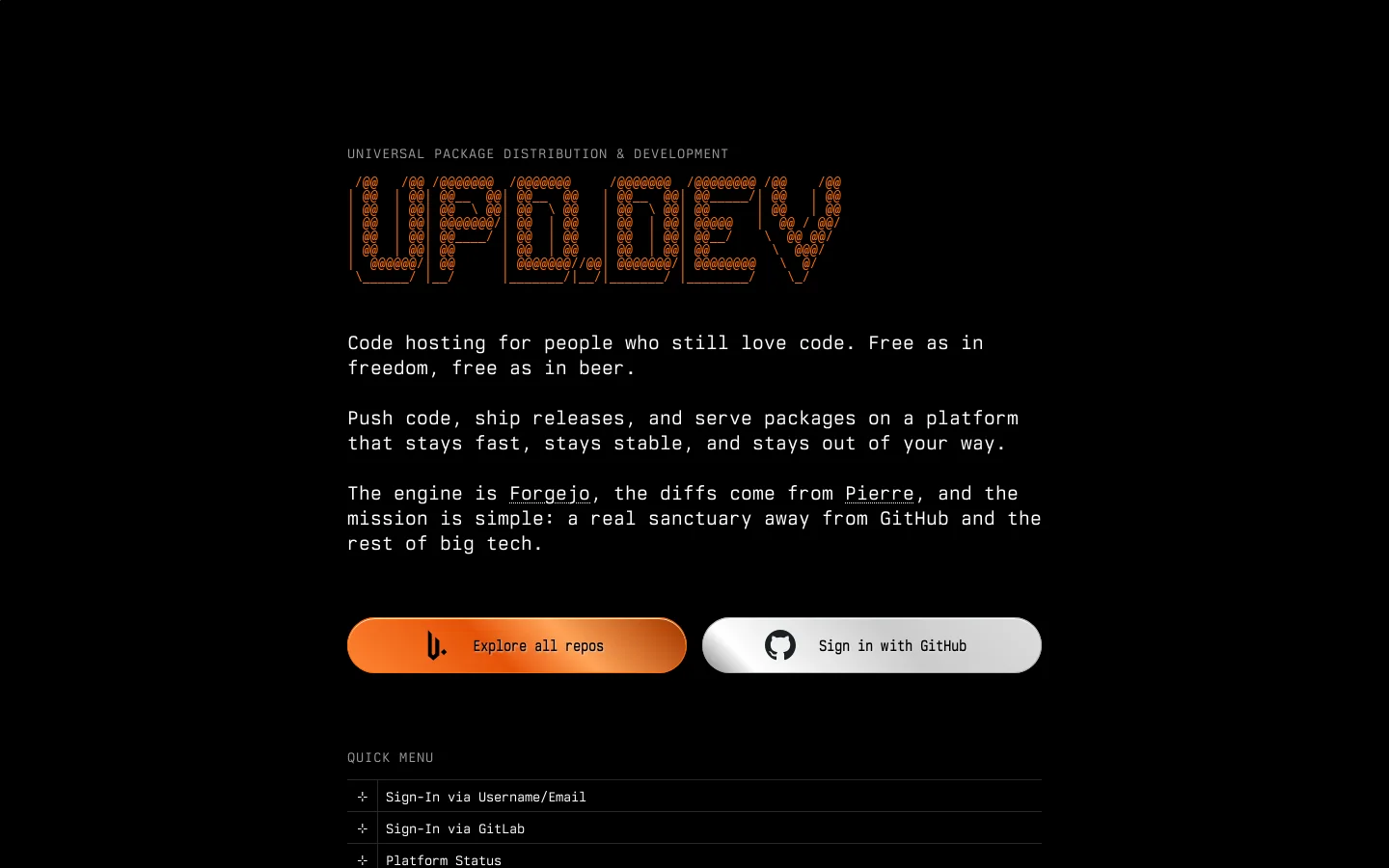 Upd.dev Homepage screenshot