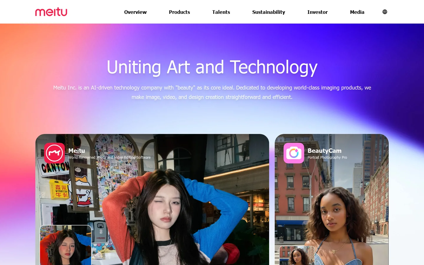 Meitu Inc Homepage screenshot