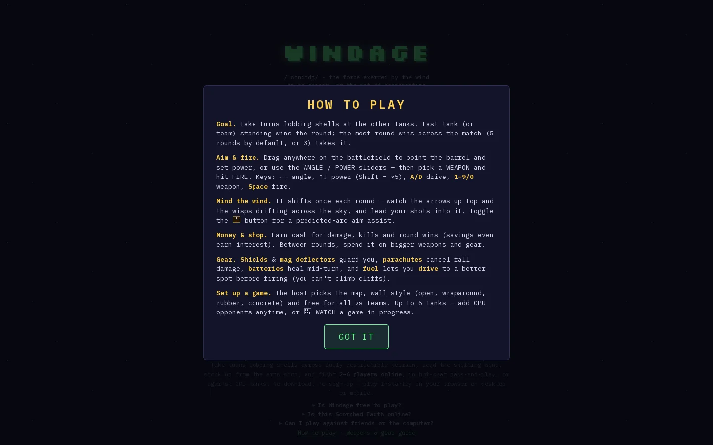 Windage Homepage screenshot