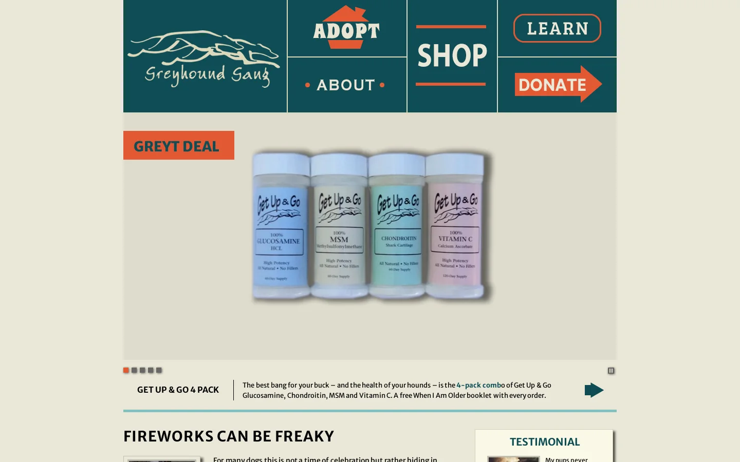 Greyhound Gang Homepage screenshot