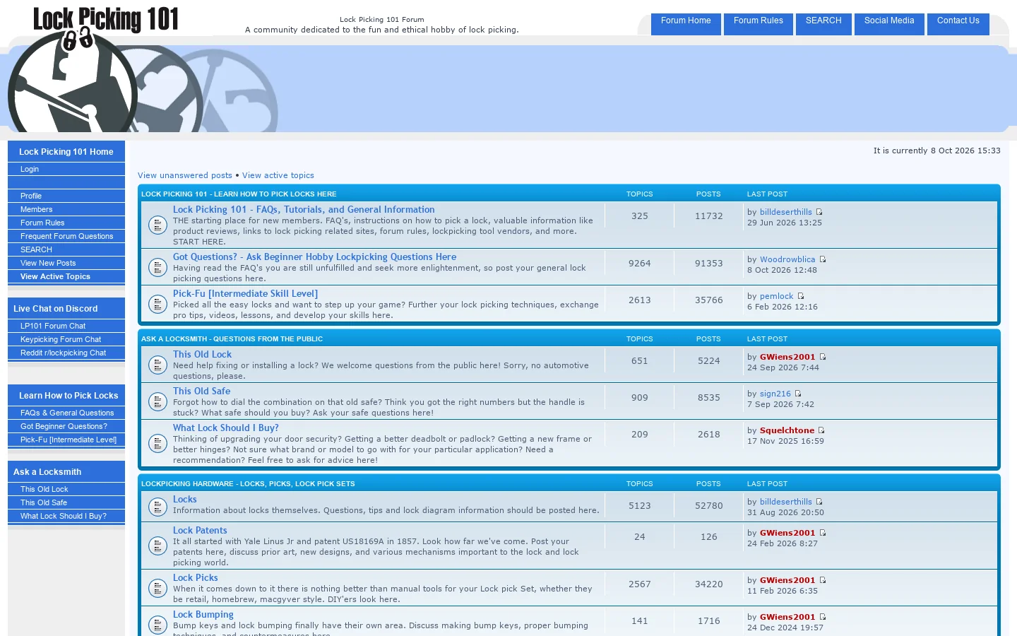 Lock Picking 101 Forum • How to Pick Locks, Locksport, Locksmithing, Locks, Lock Picks Homepage screenshot