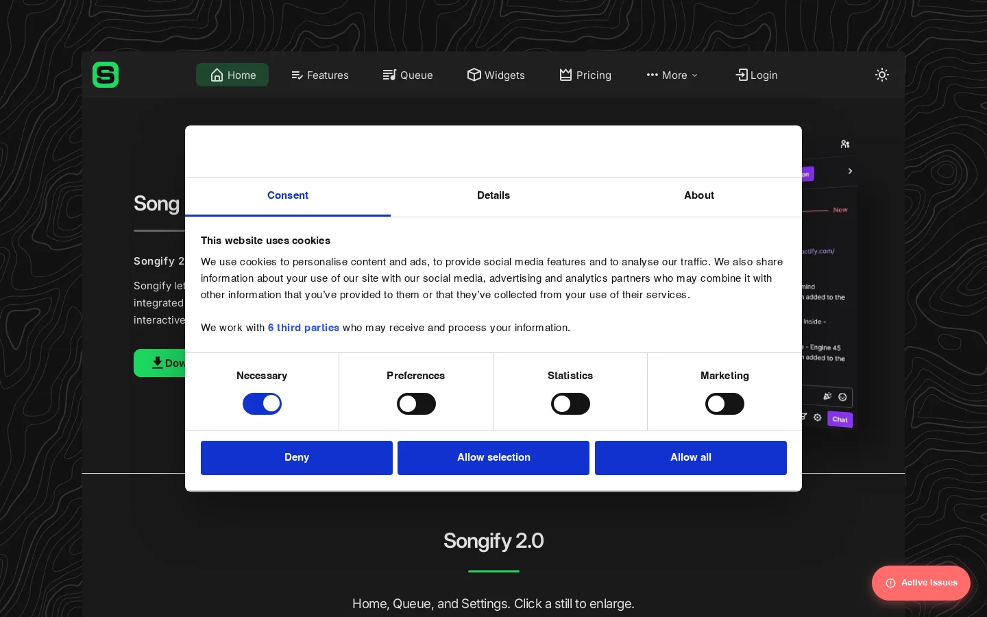 Songify 2.0 Homepage screenshot