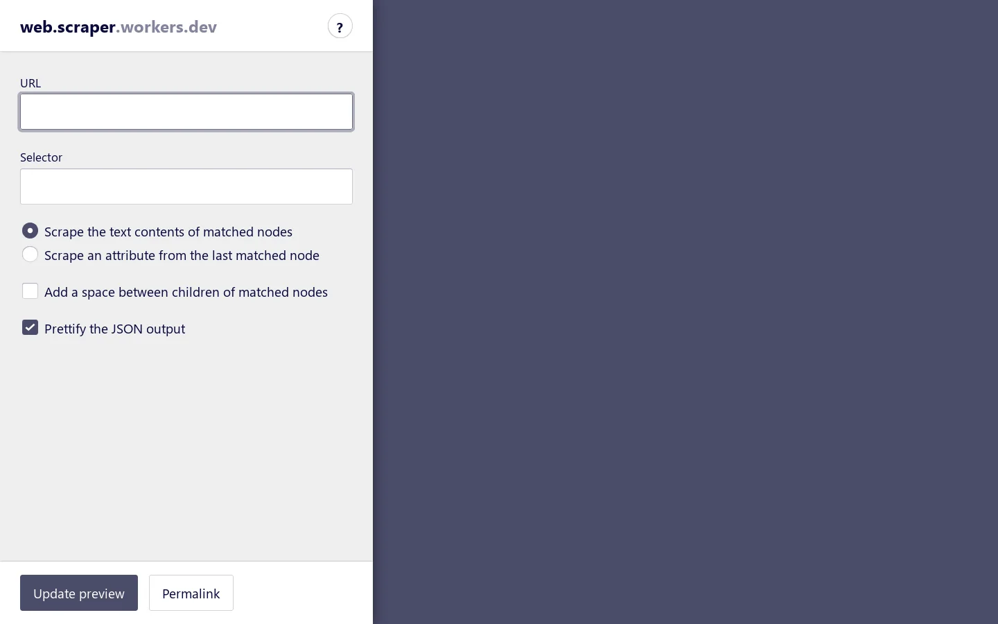 Web Scraper Homepage screenshot
