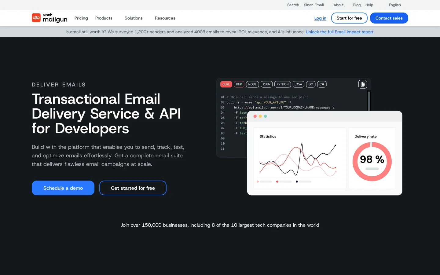 Mailgun Homepage screenshot