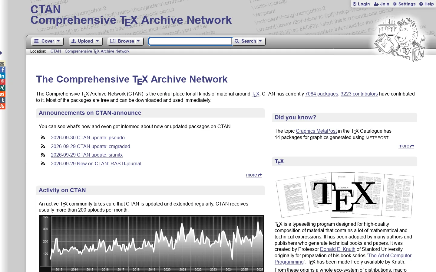 CTAN Homepage screenshot