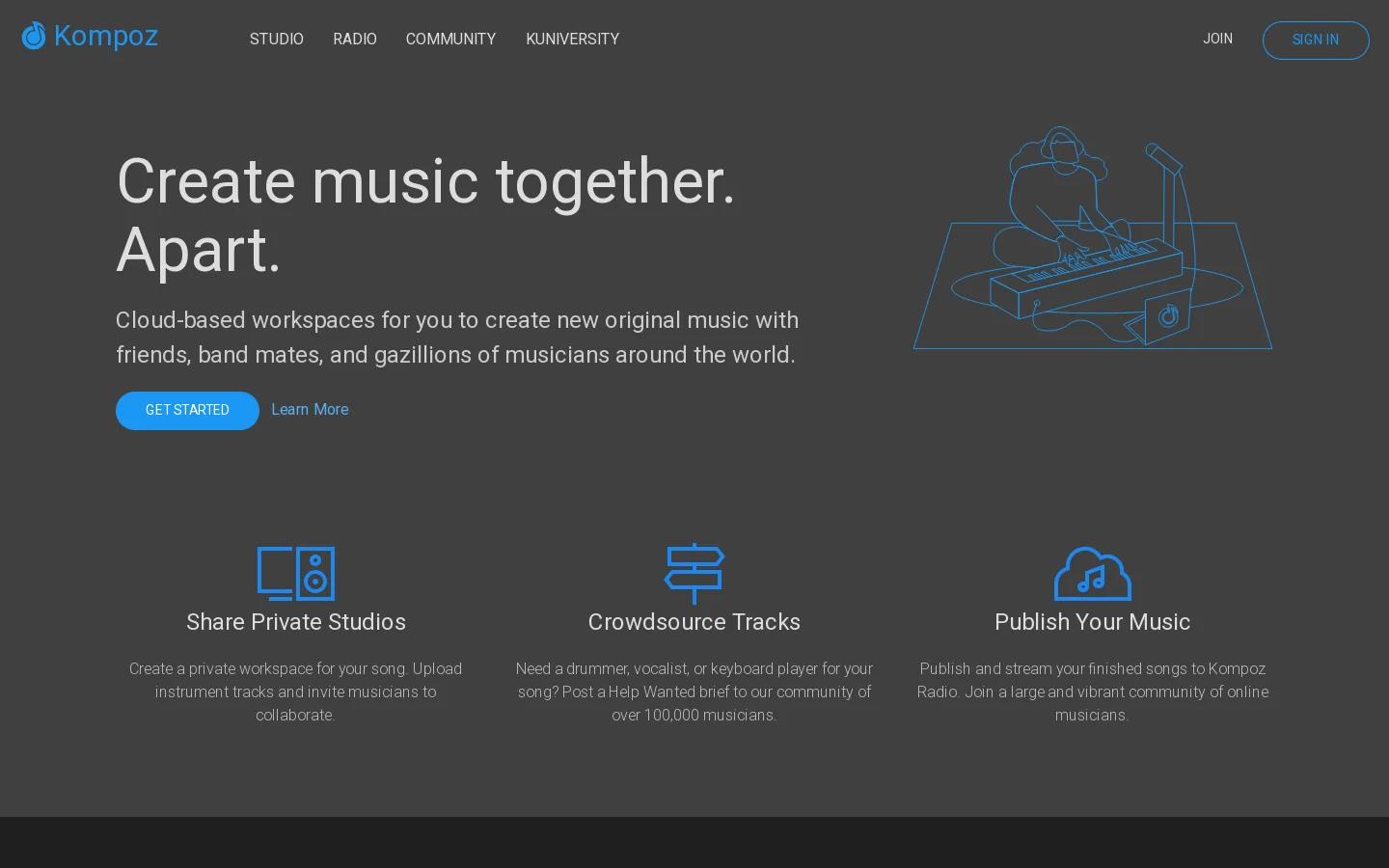 Kompoz Homepage screenshot