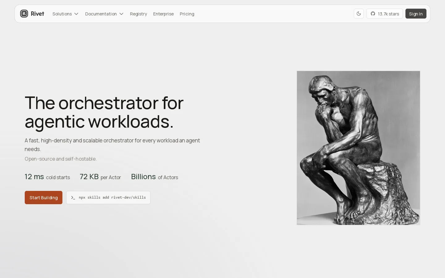 Rivet Homepage screenshot