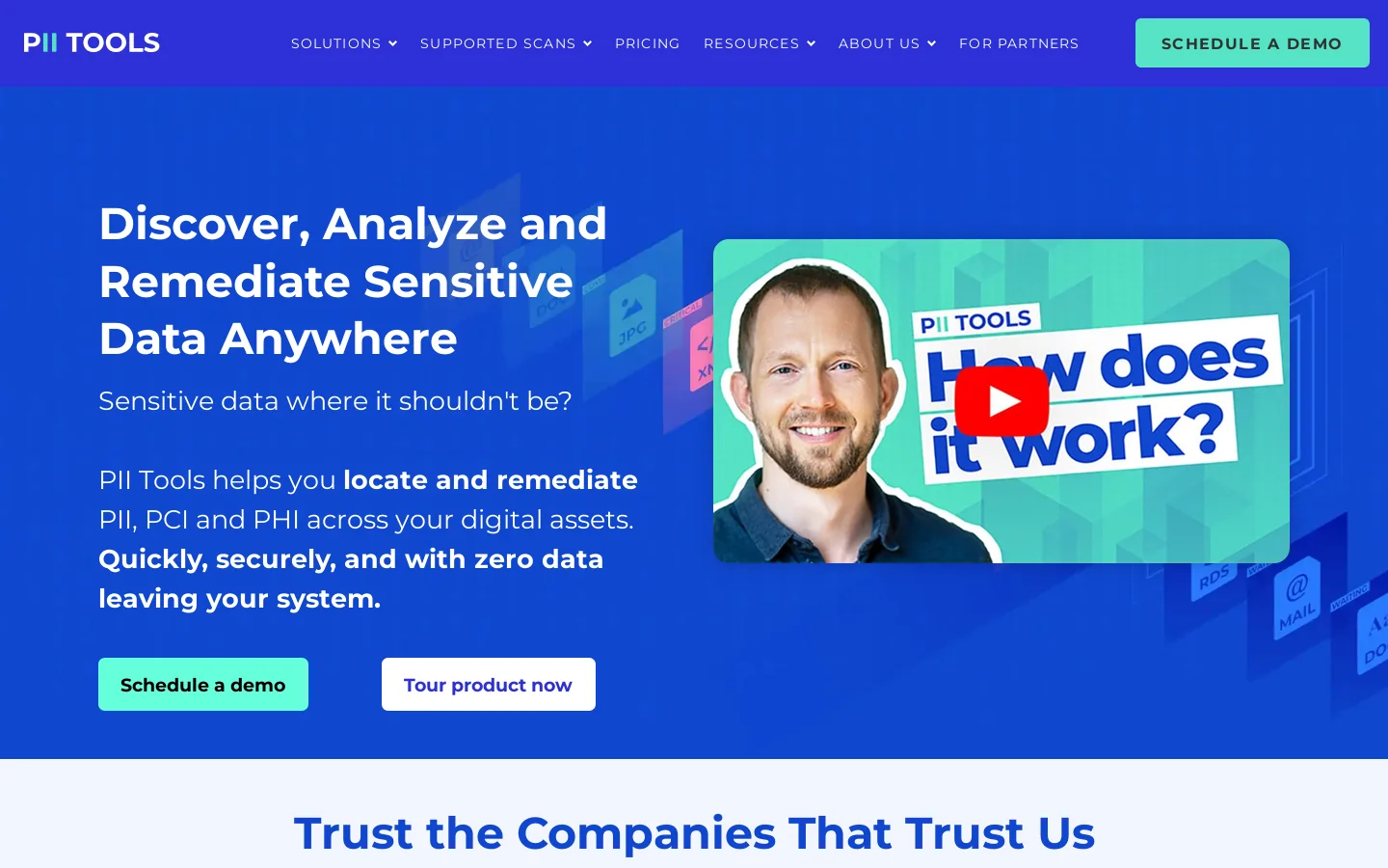 PII Tools Homepage screenshot