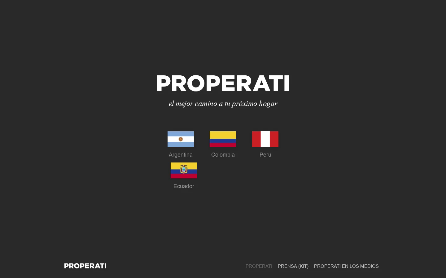 Properati, el mejor camino a tu próximo hogar Homepage screenshot