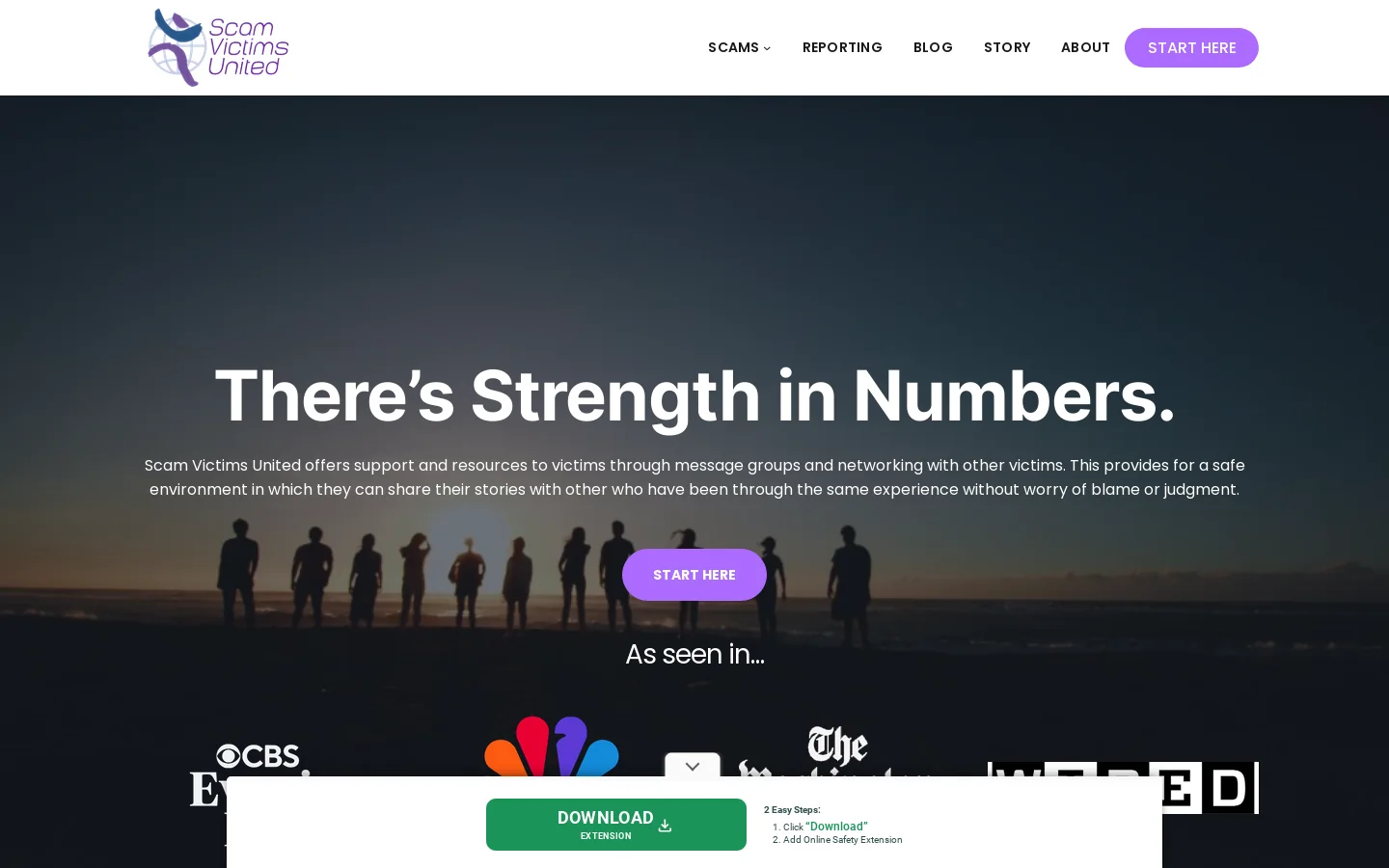 Scam Victims United Homepage screenshot