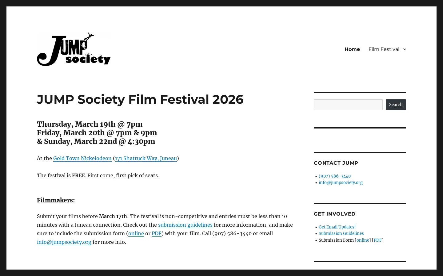 JUMP Society Homepage screenshot