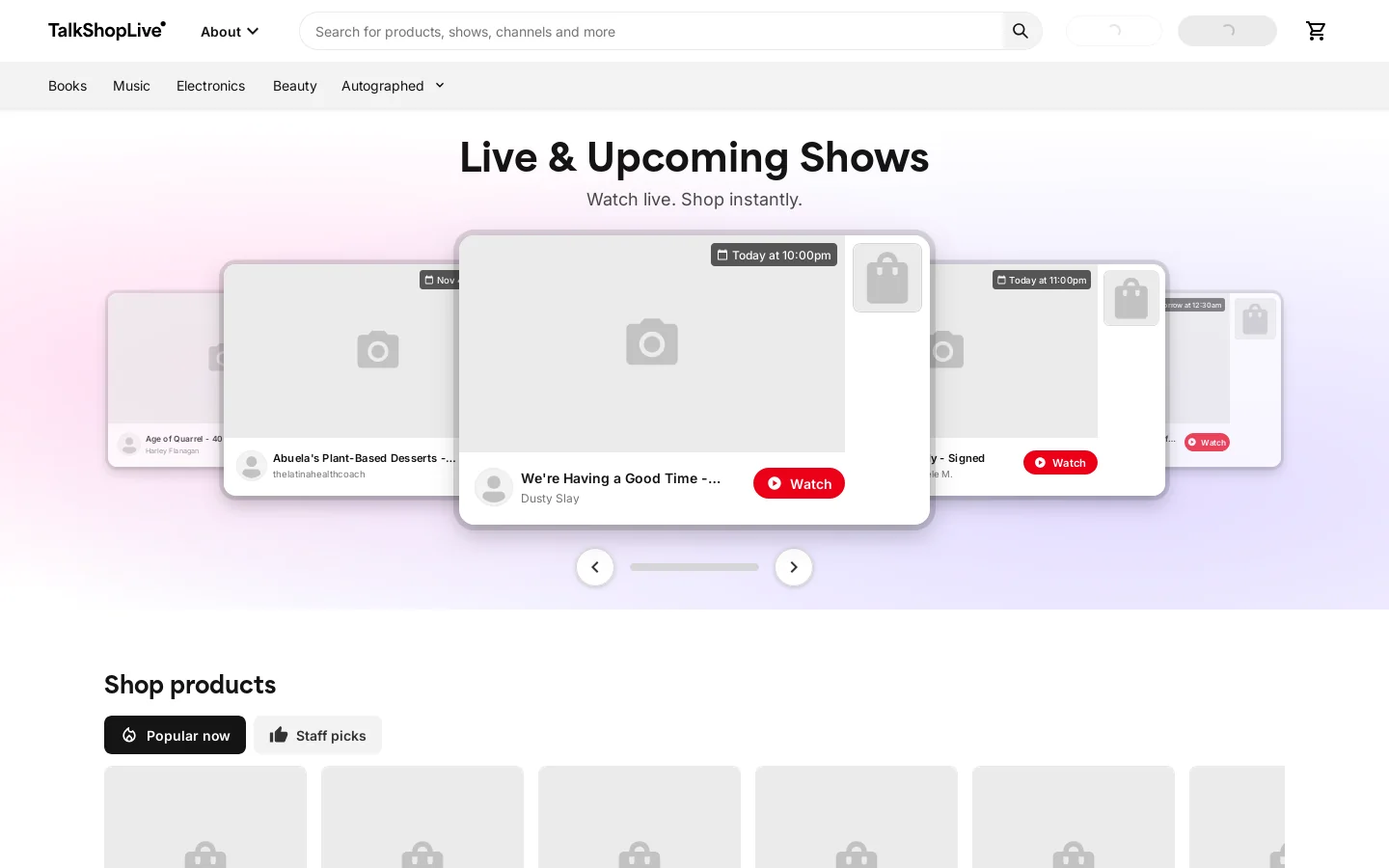 TalkShopLive® Homepage screenshot