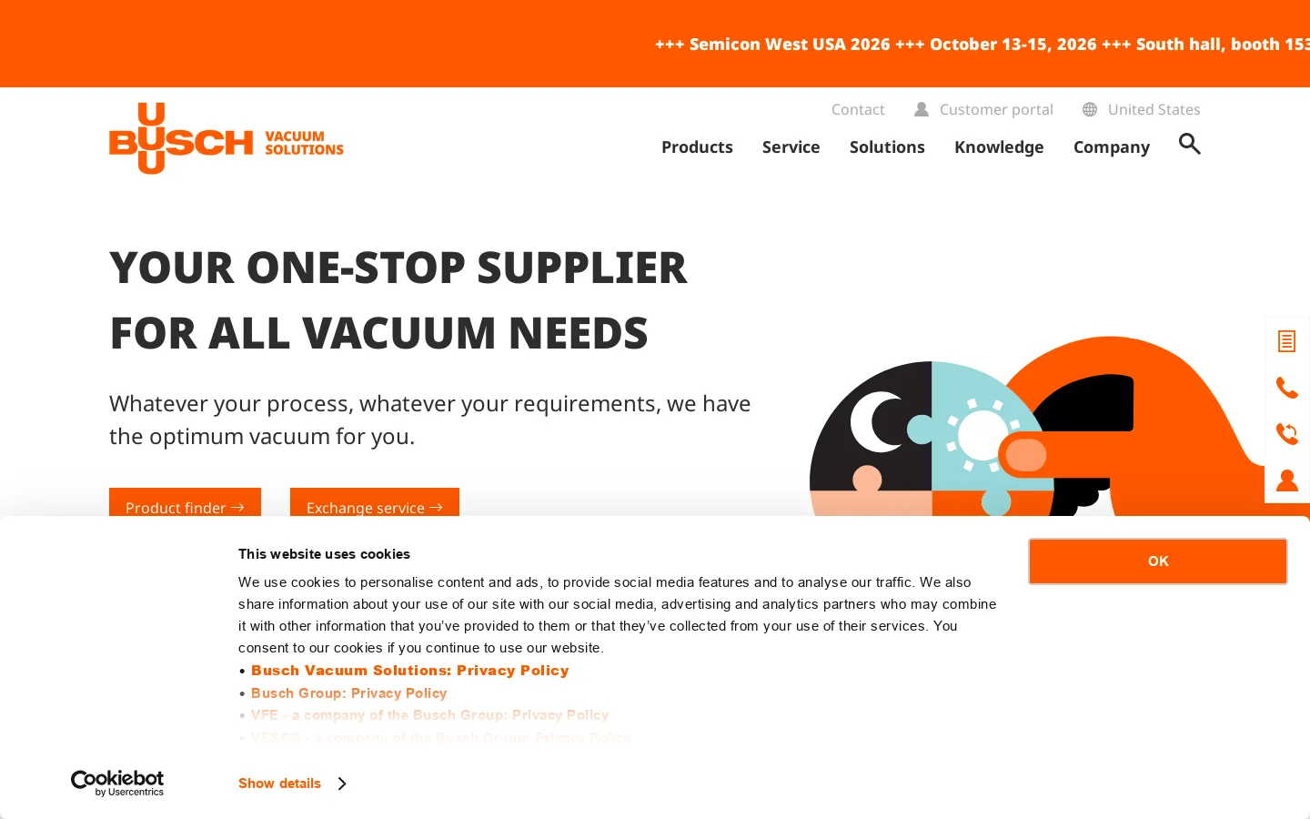 Busch Vacuum Solutions United States Homepage screenshot