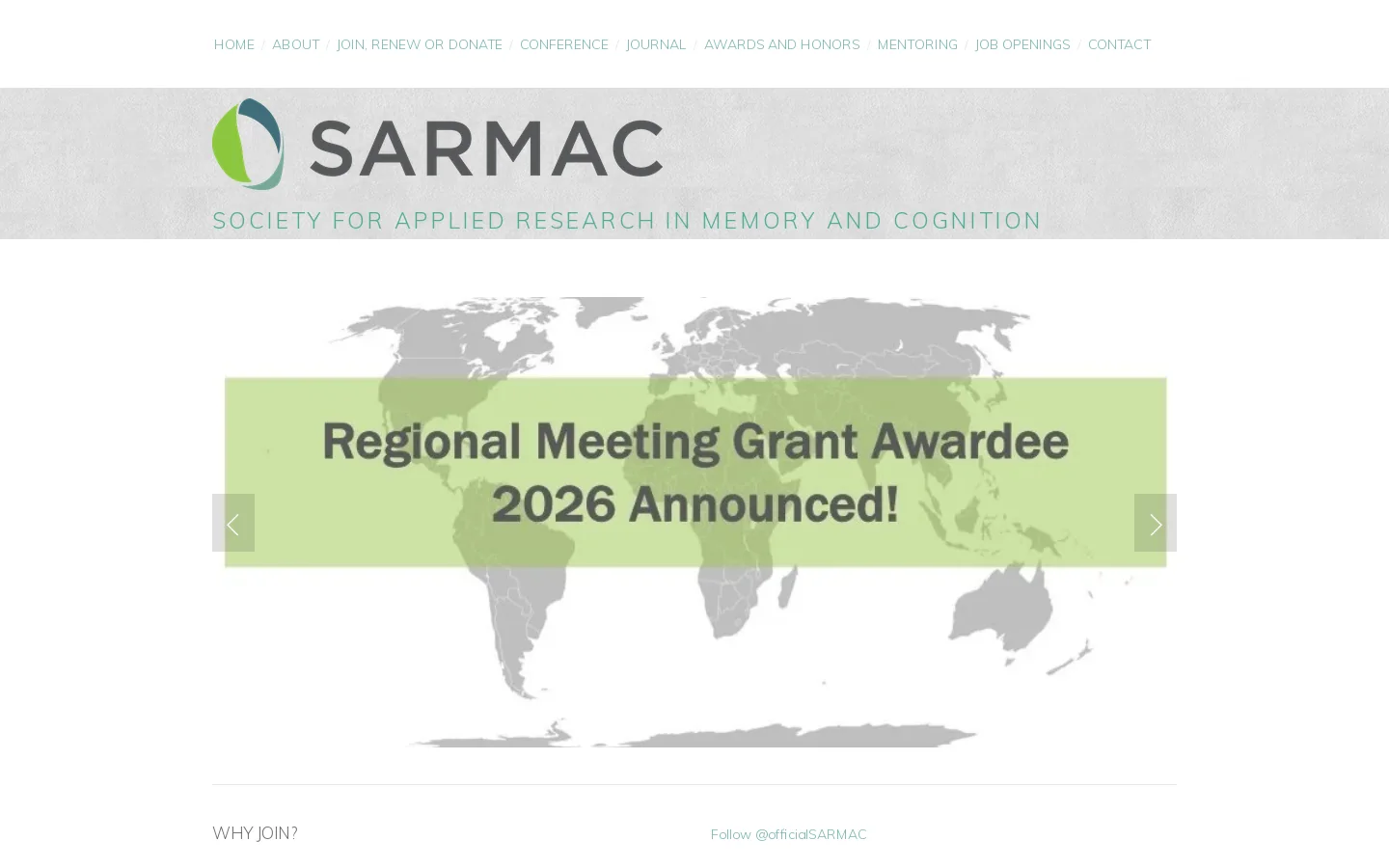 SARMAC Homepage screenshot