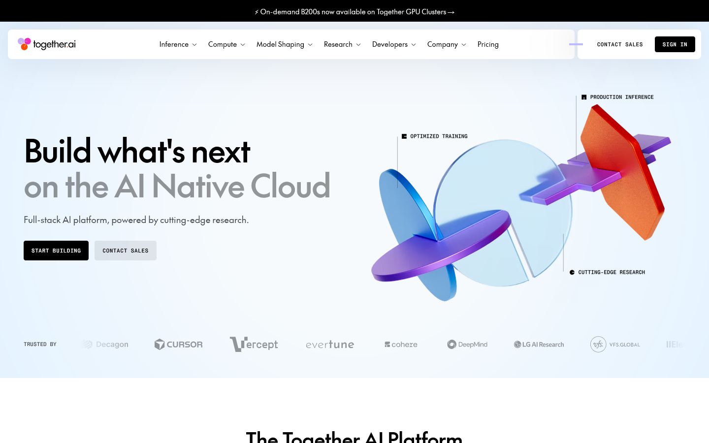 Together AI Homepage screenshot