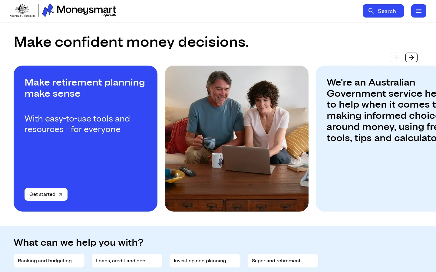 Moneysmart.gov.au Homepage screenshot