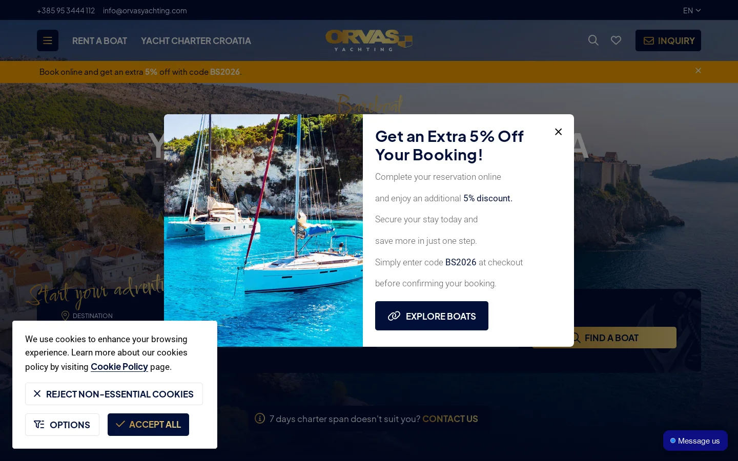 Orvas Yachting Homepage screenshot