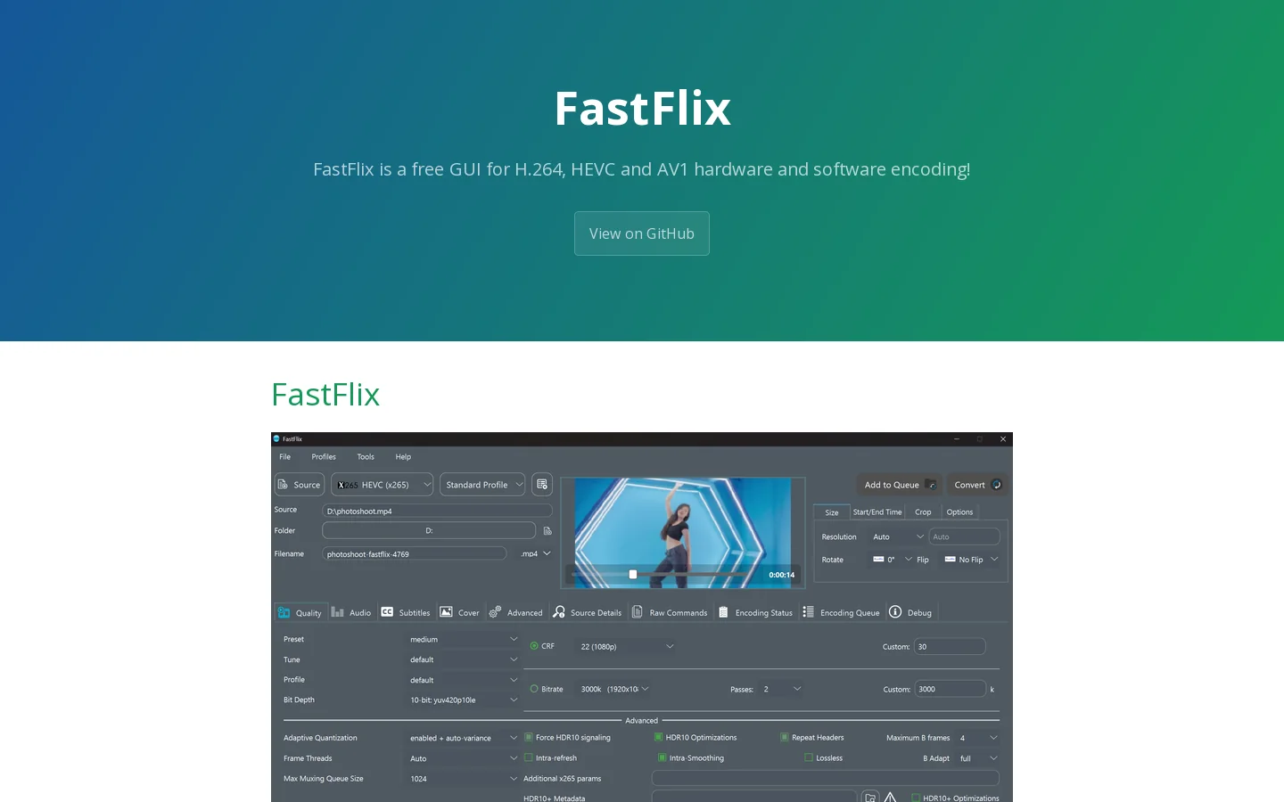 FastFlix Homepage screenshot