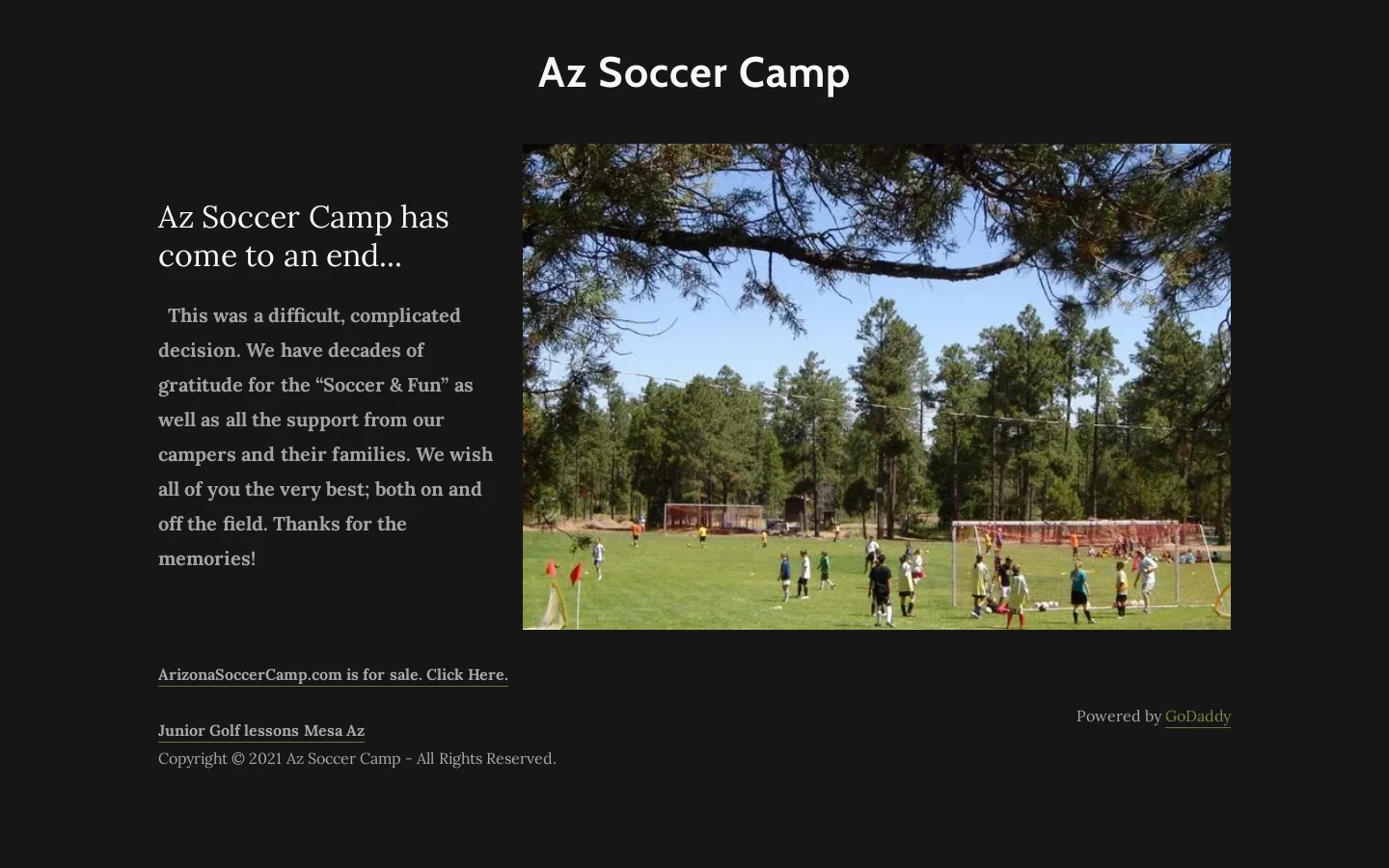 Az Soccer Camp Homepage screenshot
