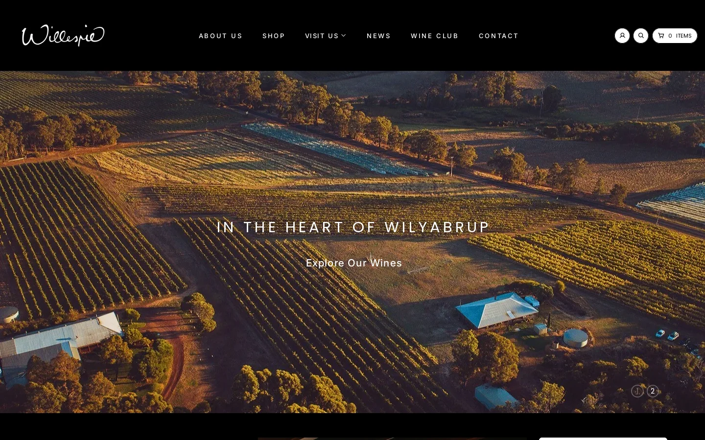 Willespie Estate Homepage screenshot
