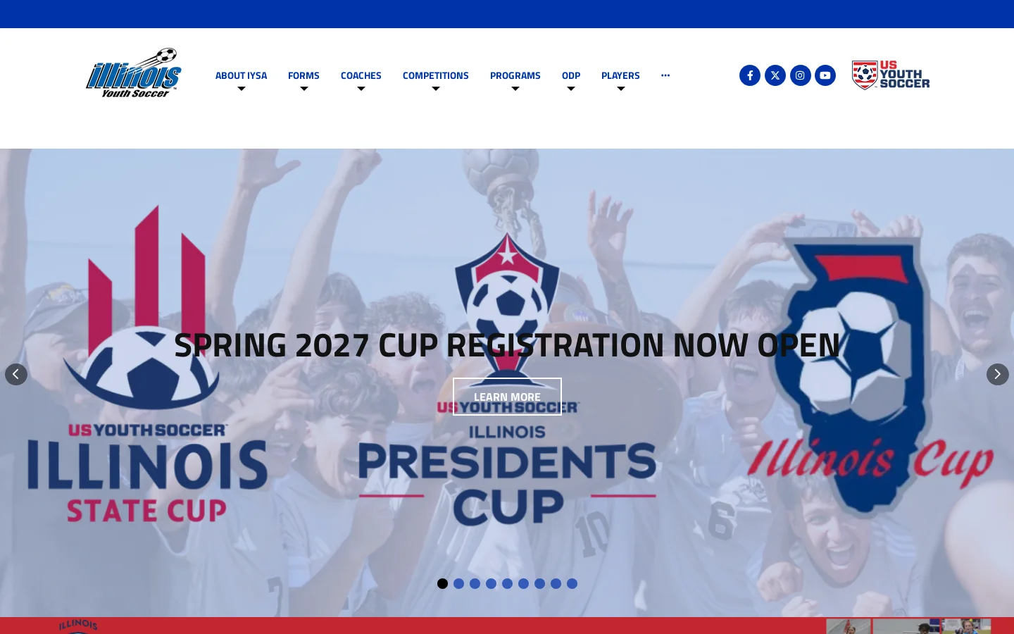 Illinois Youth Soccer Homepage screenshot