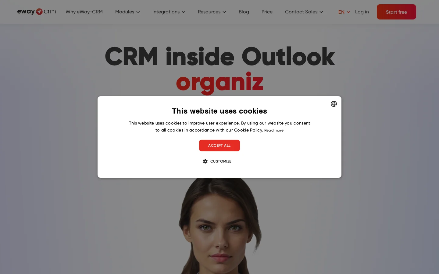 eWay-CRM Homepage screenshot