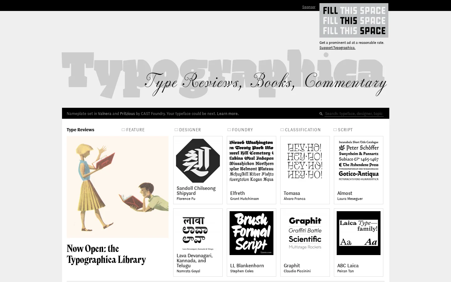 Typographica Homepage screenshot