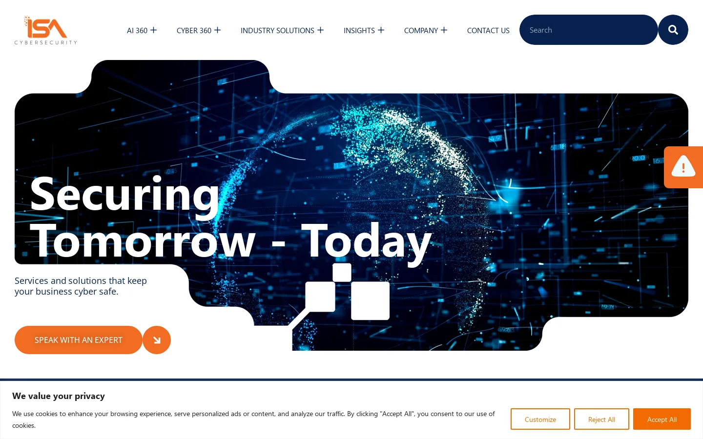 ISA Cybersecurity Homepage screenshot