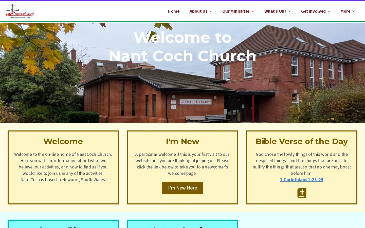 Nant Coch Church Homepage screenshot