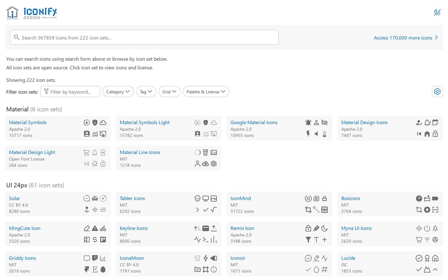 Iconify - home of open source icons Homepage screenshot