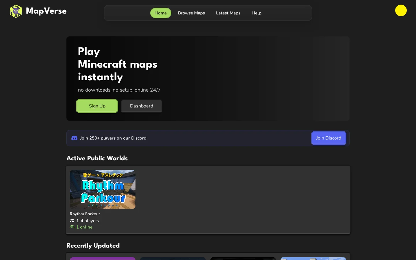 MapVerse Homepage screenshot
