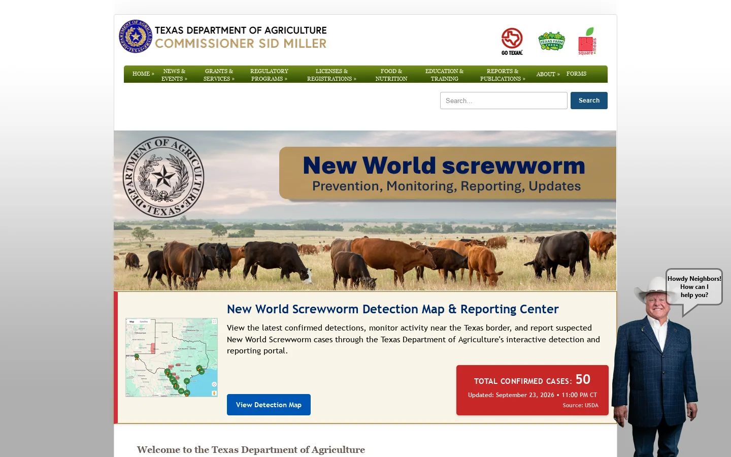 Texas Agriculture Homepage screenshot