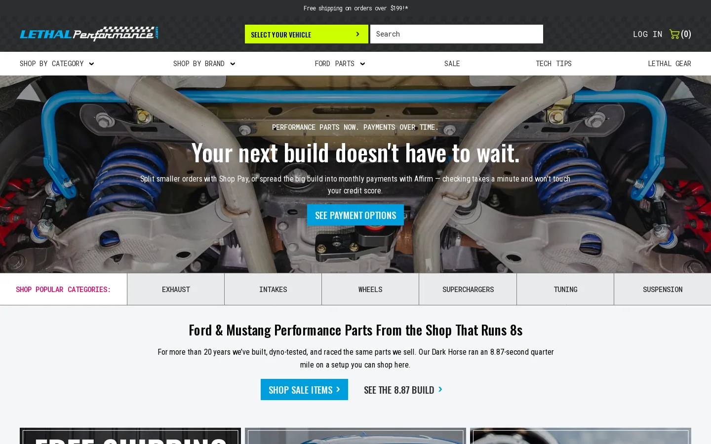 Lethal Performance Homepage screenshot