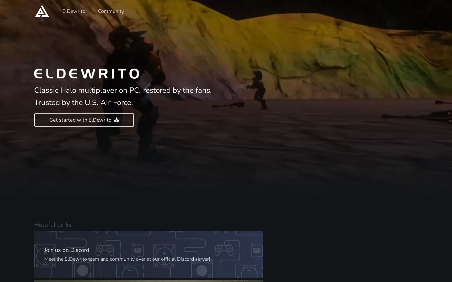 ElDewrito Homepage screenshot
