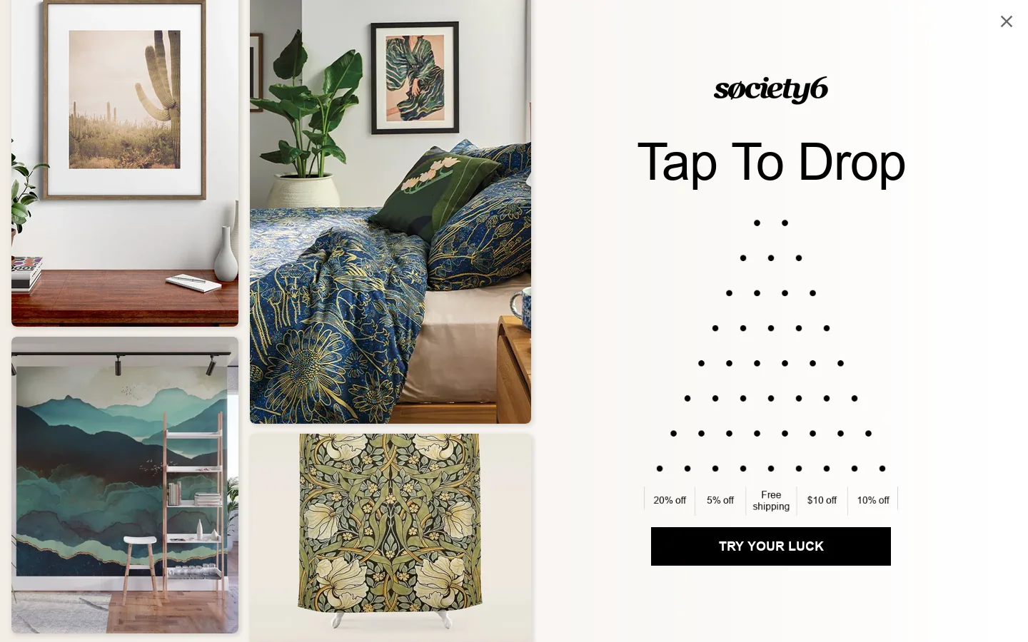 Society6 Homepage screenshot