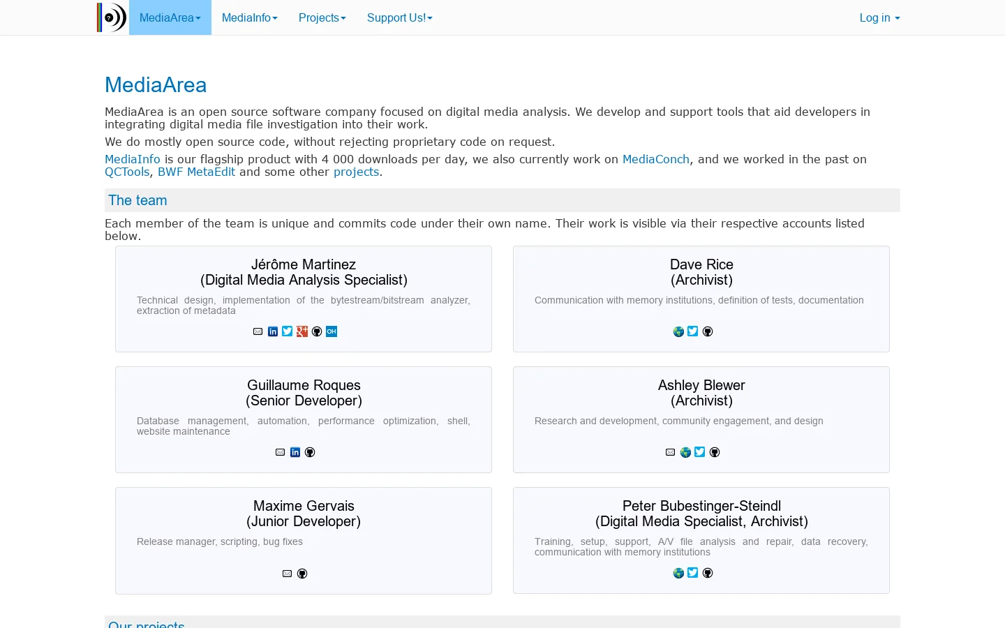 MediaArea Homepage screenshot