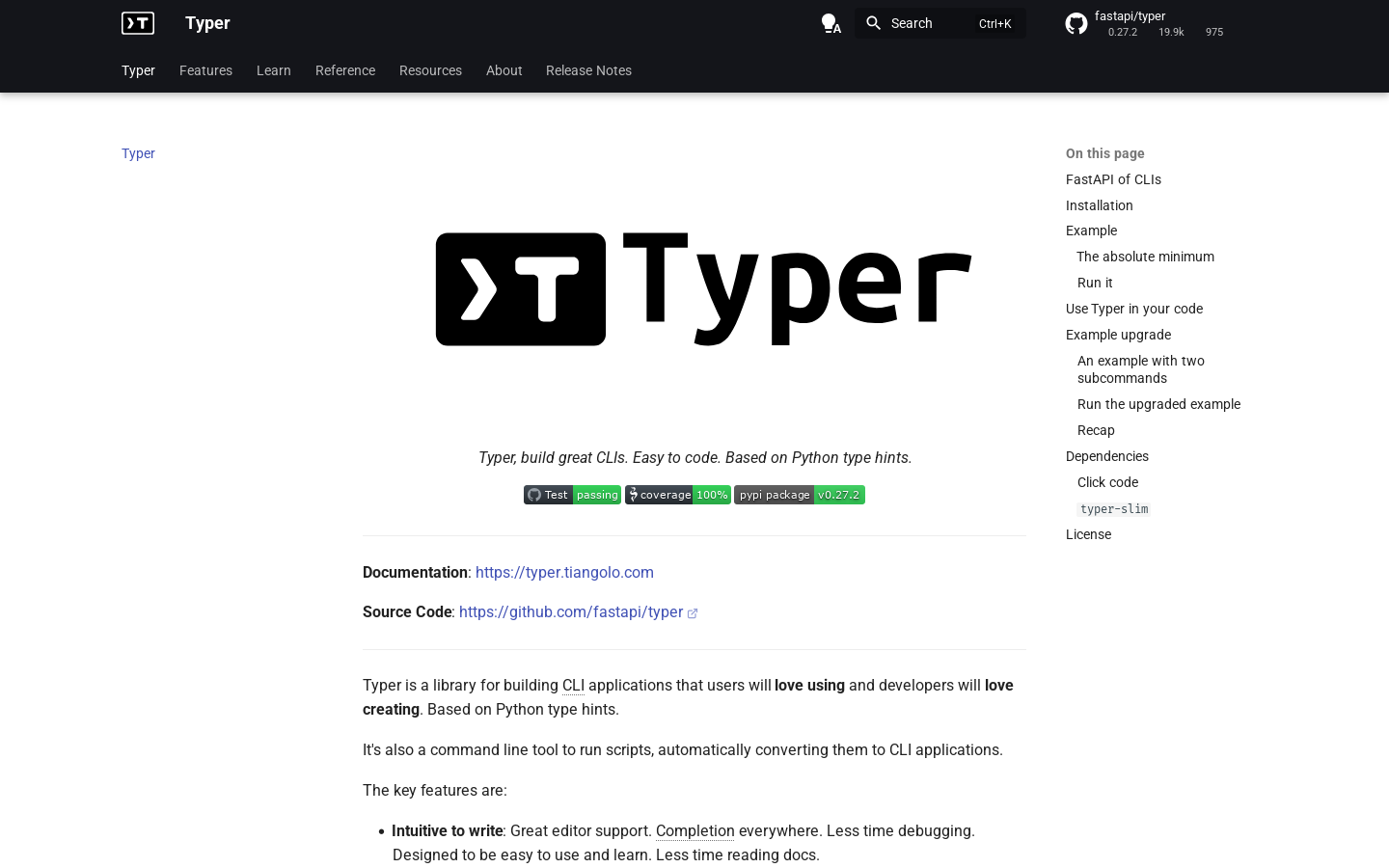 Typer Homepage screenshot