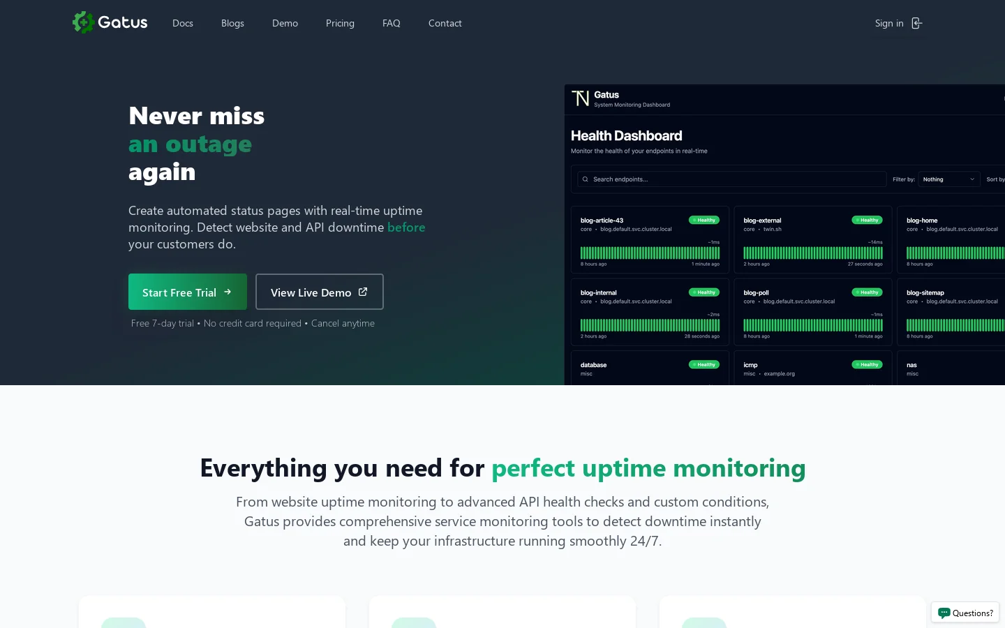 Gatus Homepage screenshot
