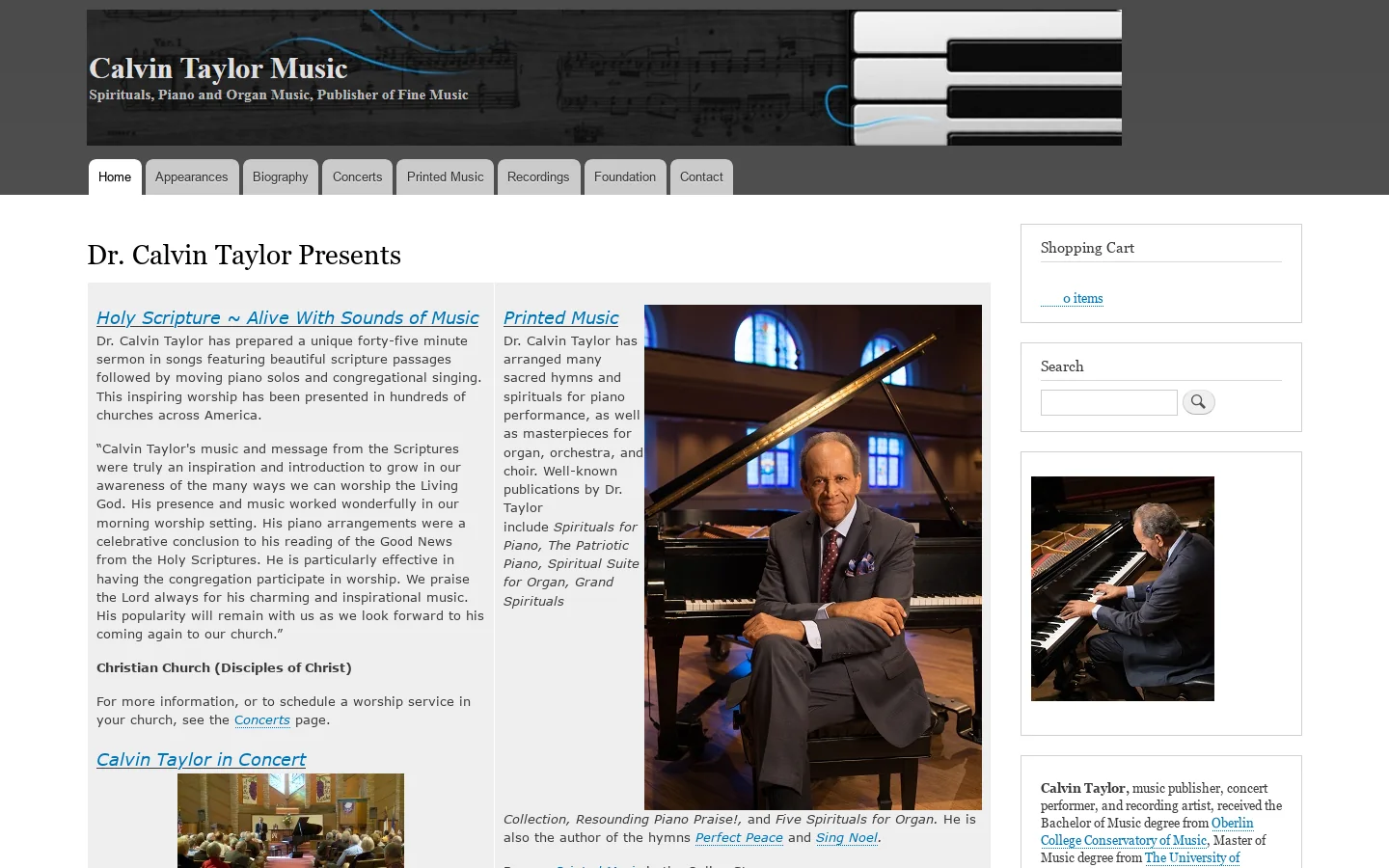 Calvin Taylor Music Homepage screenshot